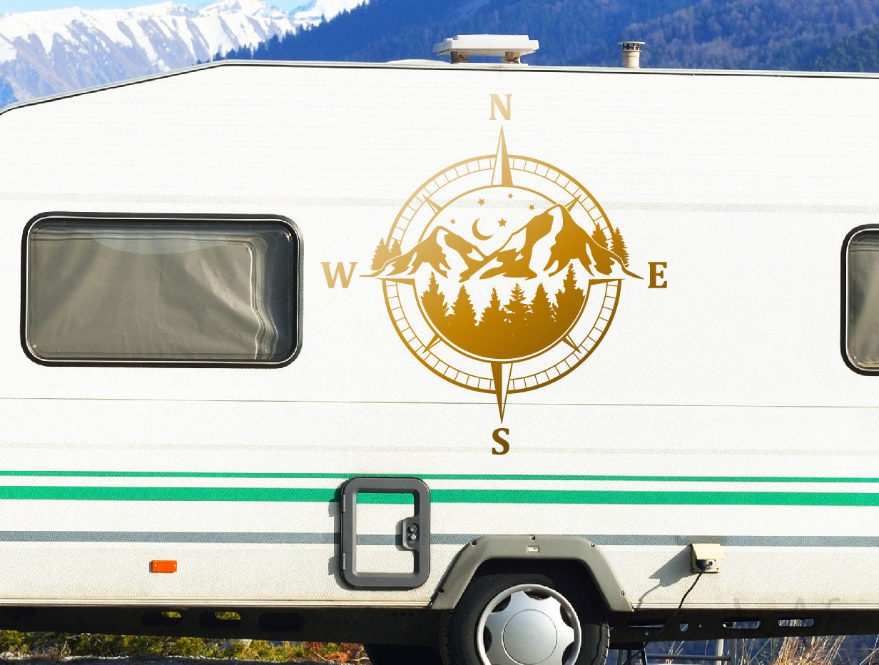 WOHNMOBIL AUFKLEBER CAMPER Bergen Wohnwagen Sticker 100cm Niewiadow