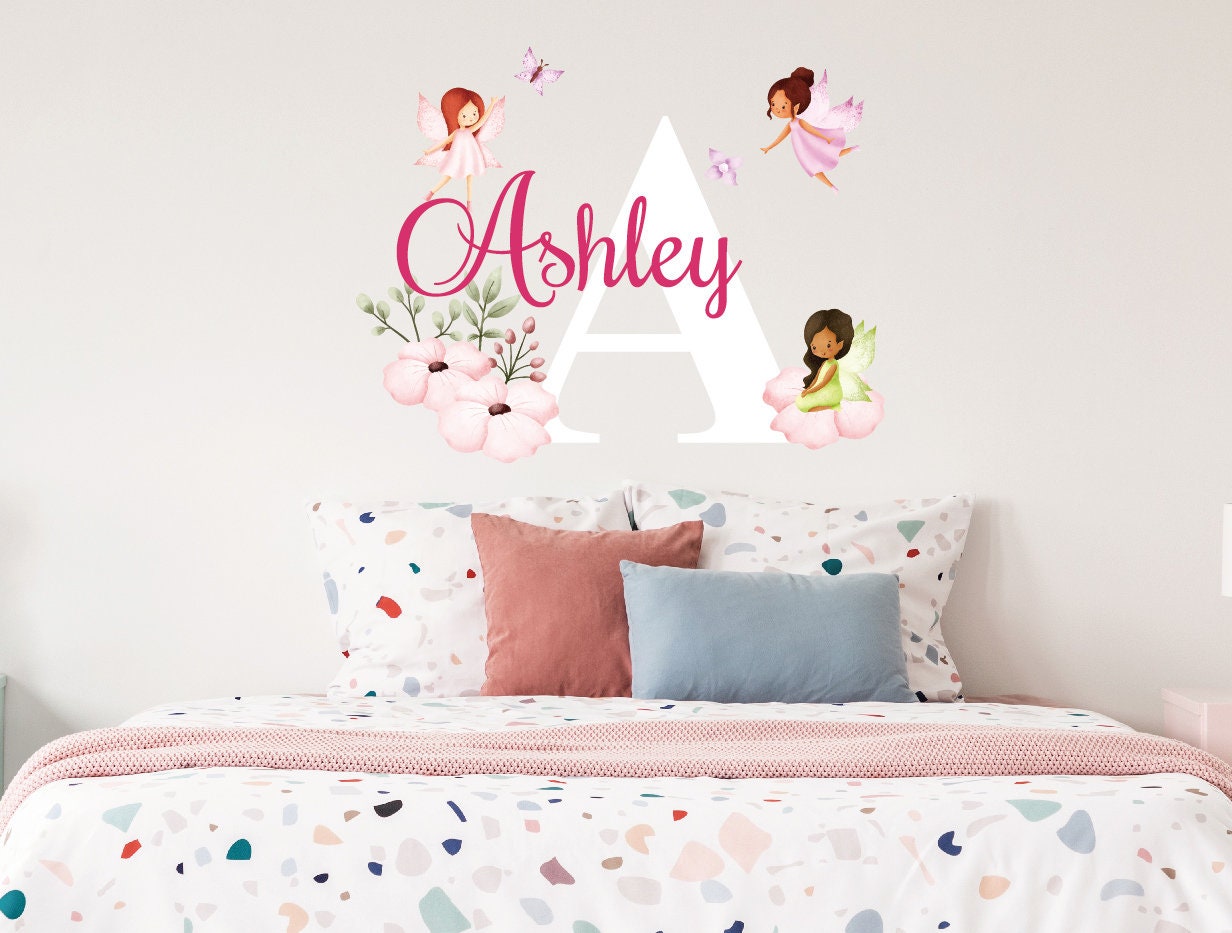 Personalized Name & Initial With Fairy Vinyl Wall Decals,baby Girl ...