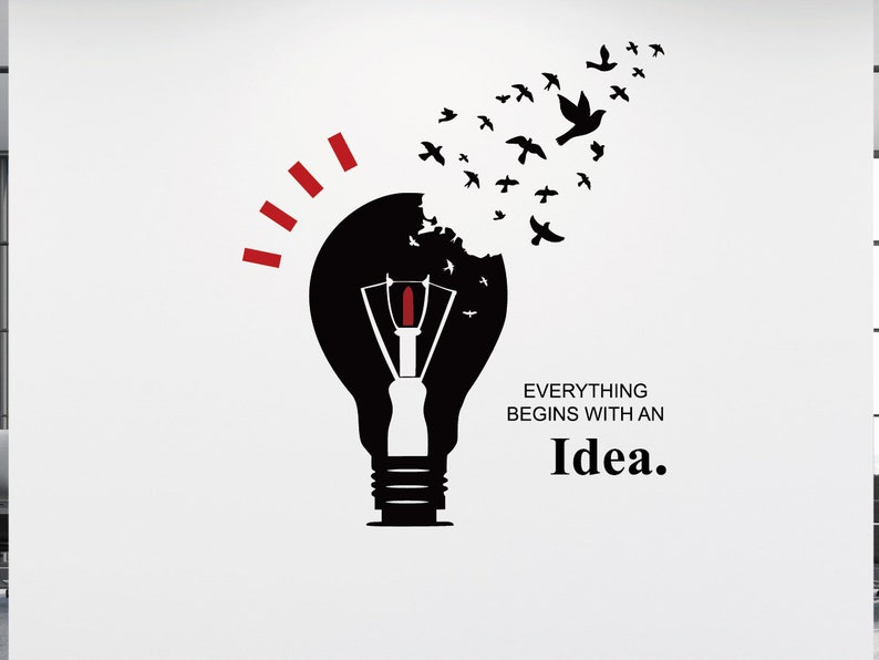 Bulb Style With Quotes Everything Begins With an Idea Wall Etsy UK