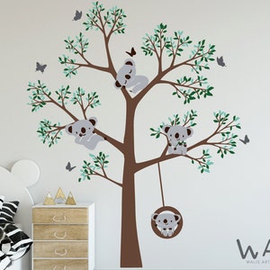 Nursery KoalaTree Sticker , Cute Koala laying on the tree  Vinyl  Sticker ,Home  Decor for  Child's Bedroom, Nursery Tree Wall Stickers