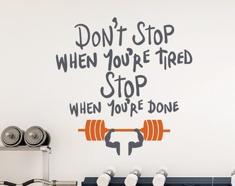 Don't Stop When You Are Tired , Stop When You Are Done Wall Stickers Inspiration Quotes For Sports Wall ,Gym Room, Workout Decal