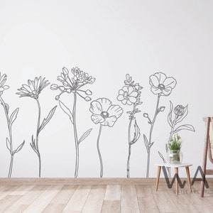 Flower Silhouette Wall Decals, Large Flower With Long Diameter Wall Decals, Bedroom Flower  Wall Decoration,Flower Home Wall Decor