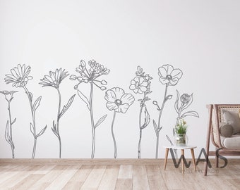 Flower Silhouette Wall Decals, Large Flower With Long Diameter Wall Decals, Bedroom Flower  Wall Decoration,Flower Home Wall Decor