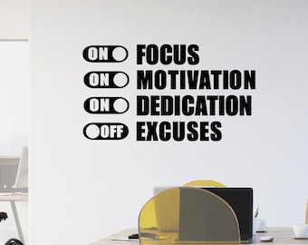 Focus Office Wall Decor, Office Wall Art, Motivational Office Wall Decal, Make It Happen Office Wall Art