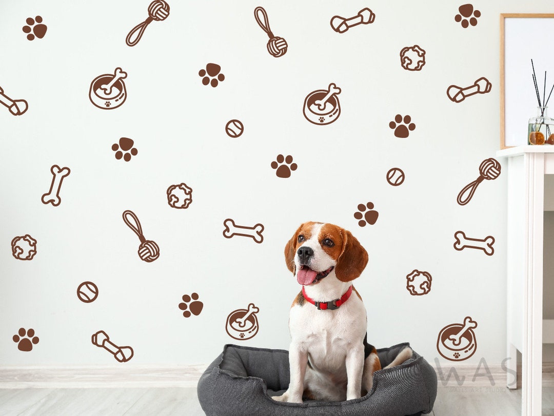 129 Pieces Dog Paw Dogs Toy for Walls, Dog Pup Removable Vinyl Wall