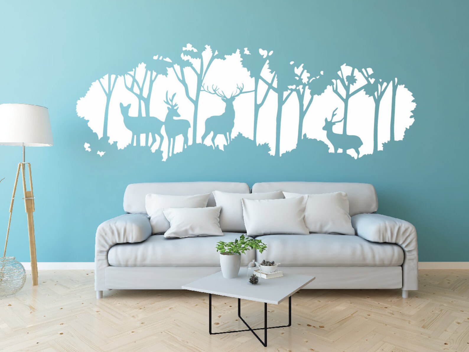 Forest Deer Wall Decal ,nordic Wall Decal Creative Bedroombedside ...