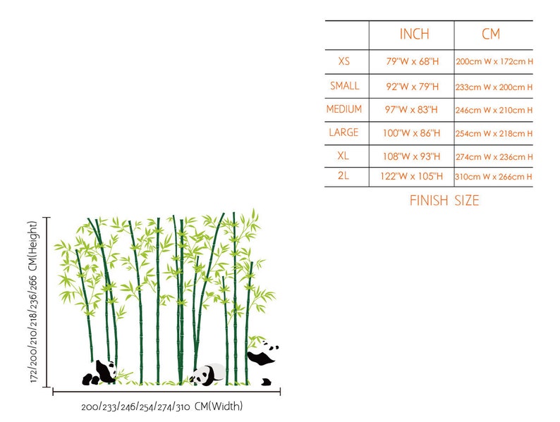 Panda Tree Wall Decals, Panda Wall Decals and Bamboo Decals,Large Tree Wall Decals, Panda Wall Stickers, Panda Bear With Bamboo Wall Decals image 4