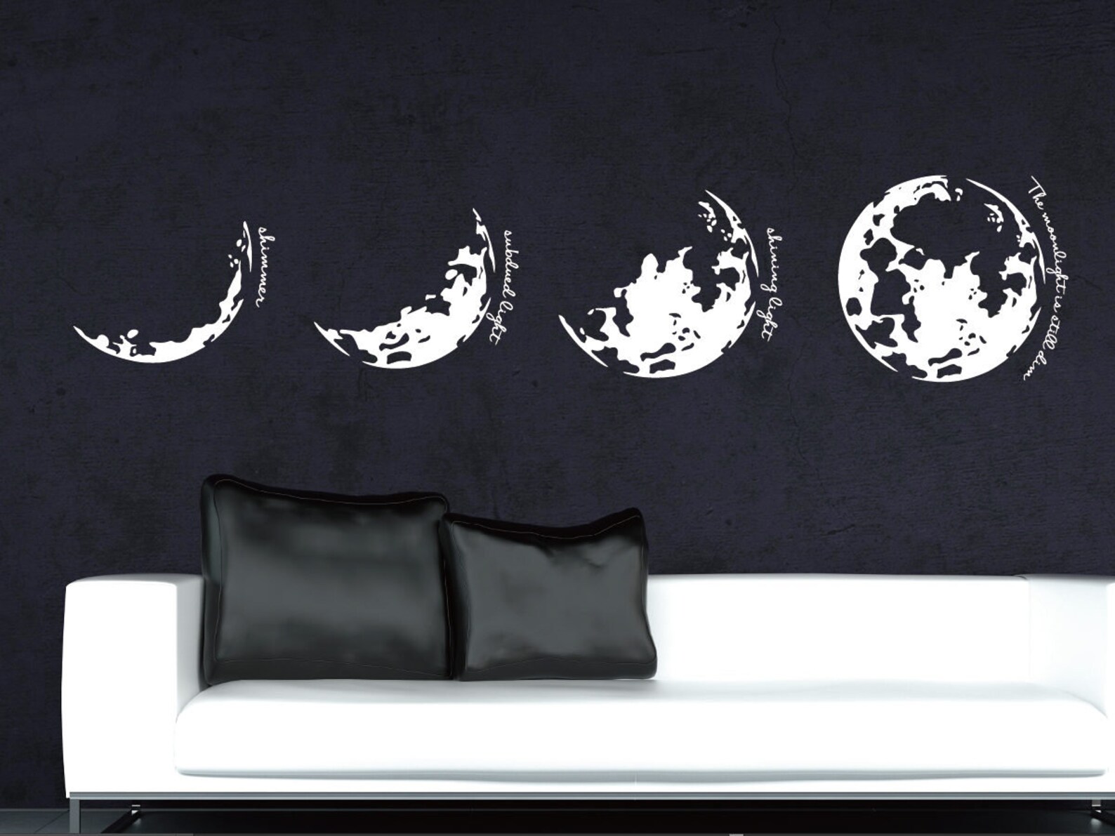 Moon Phases Wall Decal With Names Bedroom Wall Sticker Etsy