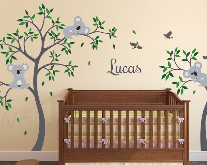 Fabric Wall Decal, KOALAS FAMILY, Nursery Wall Decal, Tree Decal, Koala