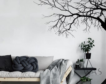 Tree Top Branches Wall Decal Vinyl Sticker Black Tree Wall Decal Black Tree Wall Decals Tree Silhouette Wall Stickers Living Room Wall Decor