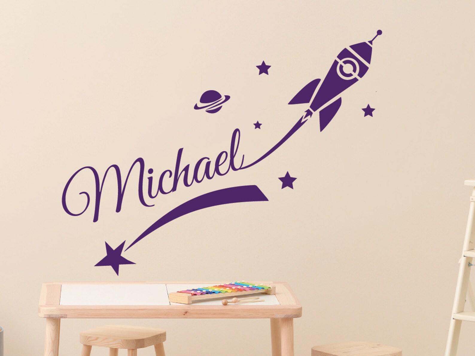 Rocket Personalized Name Wall Vinyl Decals Boys Room Wall - Etsy