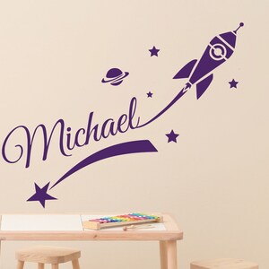 Rocket Personalized Name Wall Vinyl Decals Boys Room Wall Decor ...