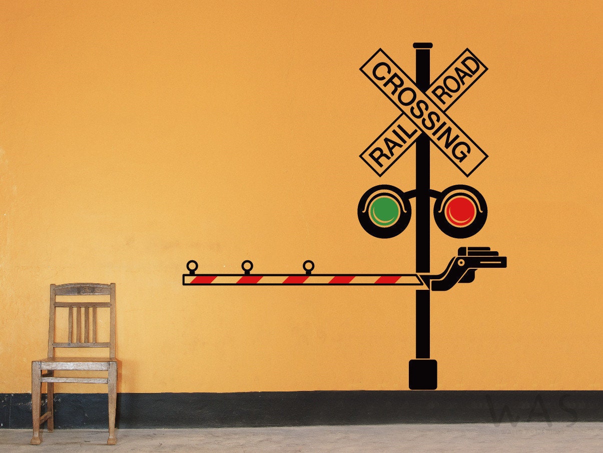 Railroad Train Crossing Lights Wall Decal - Children Kids Nursery Wall ...