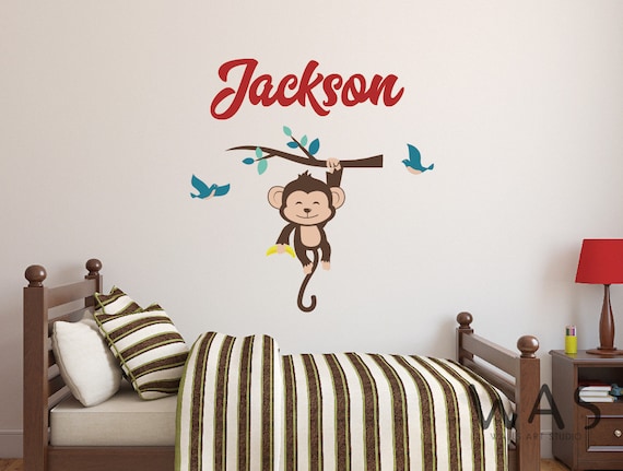 Calcomanía De Pared Dormitorio Infantil – Monos Y Letras – Vinilo Oracal – Hecho En Estados Unidos