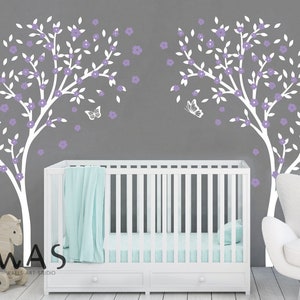 White Birch Tree Wall Decals, Birch Trees Wall Decals, Removable Vinyl Wall Decal, Large Birch trees For Nursery Room Wall, Large Tree Decal