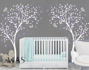 White Birch Tree Wall Decals, Birch Trees Wall Decals, Removable Vinyl Wall Decal, Large Birch trees For Nursery Room Wall, Large Tree Decal