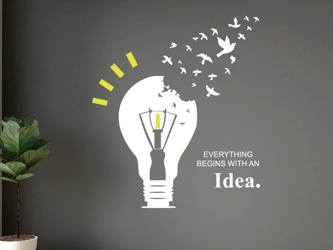 Bulb Style With Quotes Everything Begins With An Idea Wall Etsy