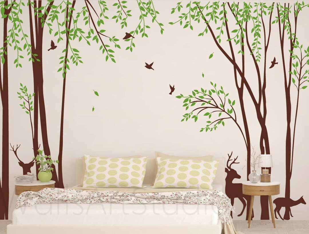 Forest Tree Wall Decal, Leafy Weeping Willow Tree Decal , Girl's Room ...