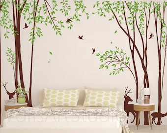 Forest Tree Wall Decal,  Leafy Weeping Willow  Tree Decal , Girl's Room Tree Wall Decal, Nursery Tree Wall Decal For Bedroom  Decor