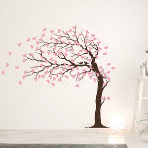 Blowing Tree Wall Decal , Large Tree Wall Decal, Girls Room  Decal, Nursery Tree Wall Decal For Bedroom Wall Decor, Crib Wall Decoration