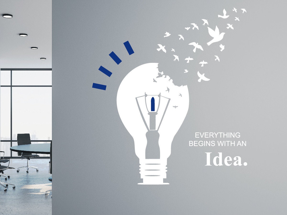 Bulb Style With Quotes Everything Begins With an Idea Wall Etsy UK