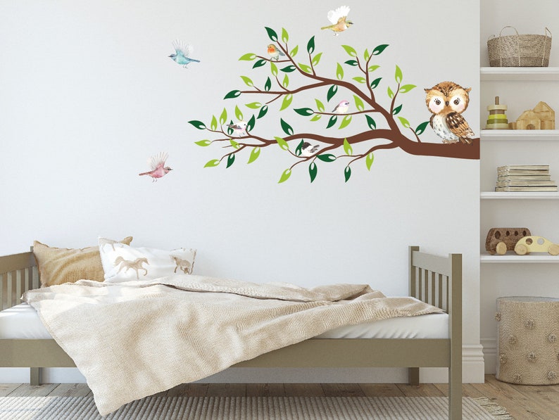 Owl Tree Branch Wall Decals for Kids Baby Girls Boys Room Owl Birds ...