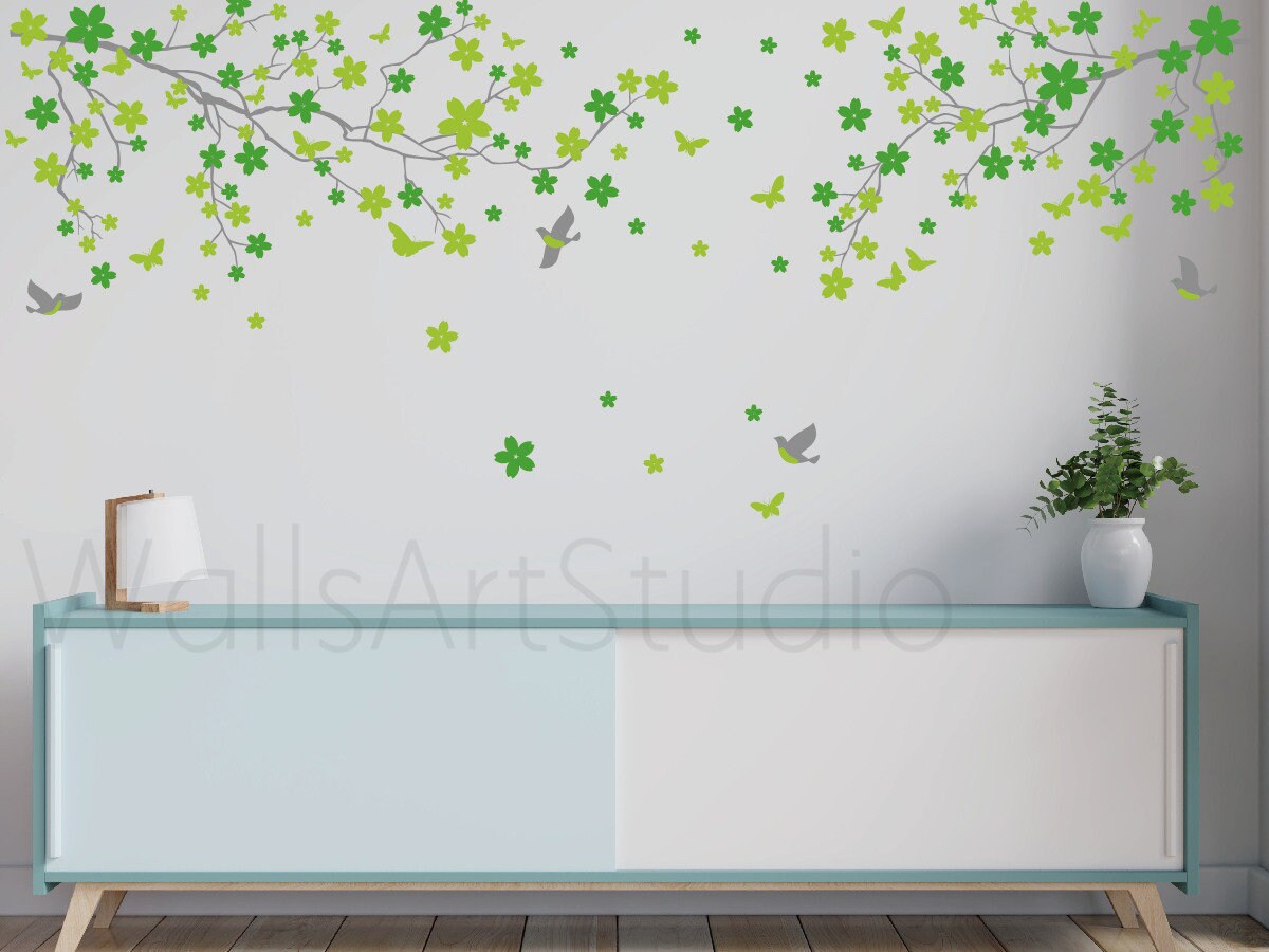 Cherry Blossom Tree Wall Decal Baby Room Tree Wall Sticker Etsy Nederland