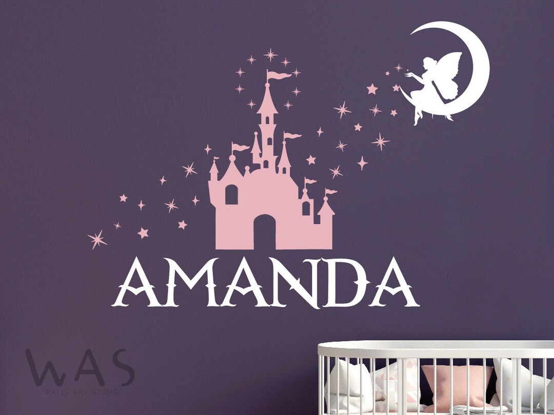 Personalized Girl Name With Moon Fairy Wall Decal Princess Nursery Wall ...