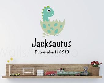 Dinosaur Baby Decals, Personalized Name Dino Wall Stickers, Nursery Dinosaur Wall Stickers,Boy's Room Wall Decor