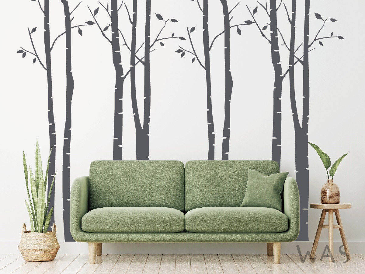 Birch Tree Wall Decal Nursery Forest Vinyl Sticker Removable, White ...