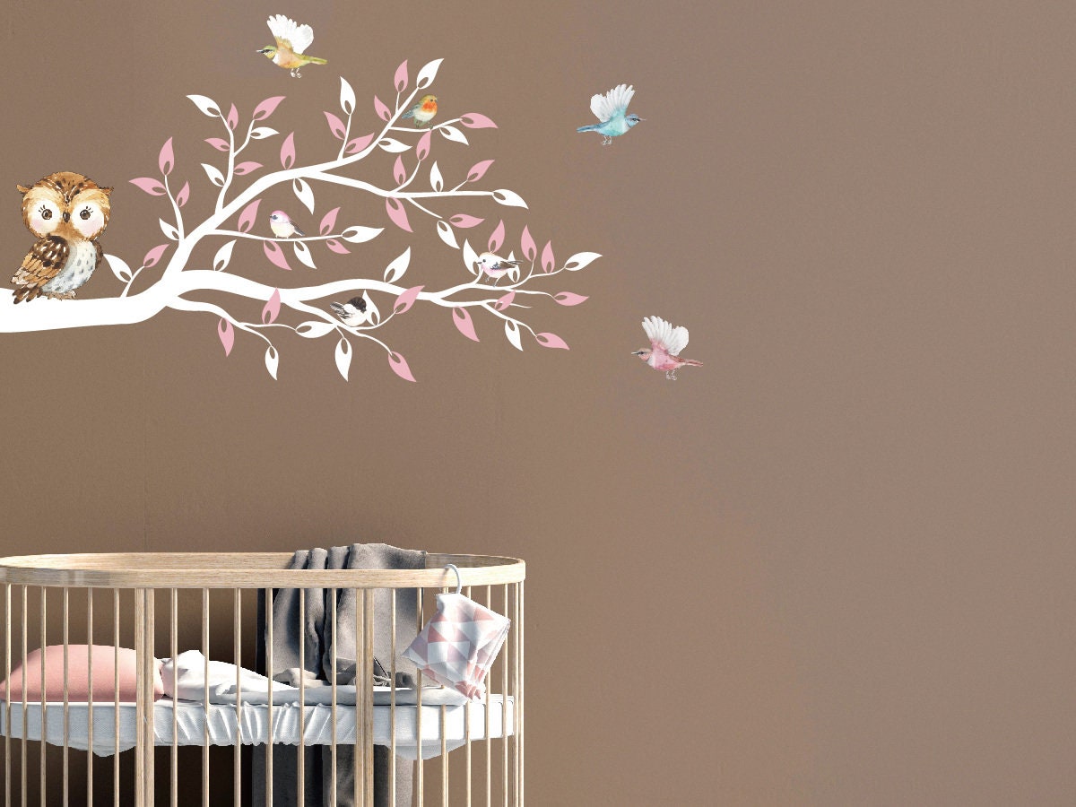 Owl Tree Branch Wall Decals for Kids Baby Girls Boys Room Owl Birds ...
