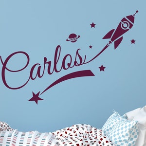 Rocket Personalized Name Wall Vinyl Decals Boys Room Wall Decor ...