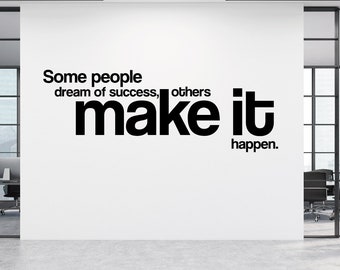 Décoration murale de bureau, art mural de bureau, décalcomanie murale de bureau motivationnelle, art mural de bureau Make It Happen
