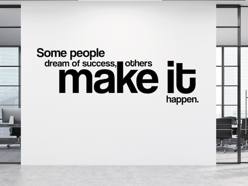 Office Wall Decor, Office Wall Art, Motivational Office Wall Decal, Make It Happen Office Wall Art image 1