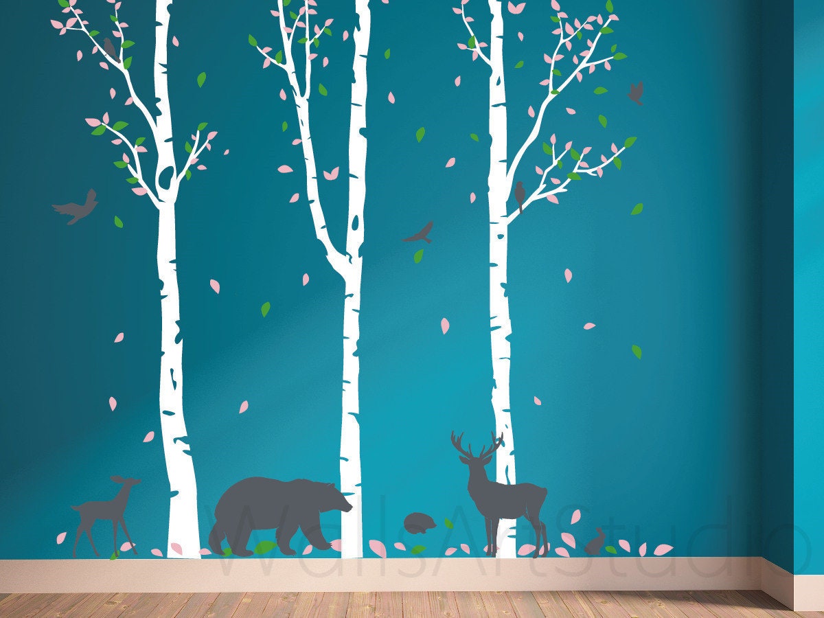 Birch Tree Wall Decal Nursery Forest Removable Birch Tree Etsy