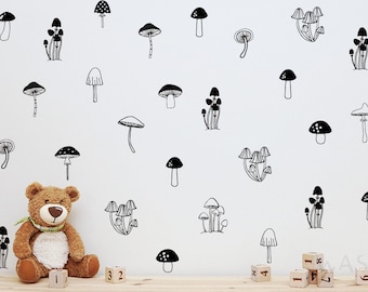 Mushroom Pattern Wall Decals, Mushroom Wall Sticker, Cute Design for Baby Kids Room Bedroom Playroom Home School Classroom Nursery Decor