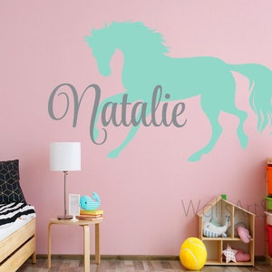 Personalized Name Horse  Stickers, Baby Girls Room Wall Decor, Horse Wall Decal,Nursery Bedroom Decor For Boys Girls Room