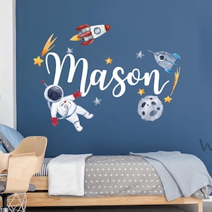 Custom Name Astronaut Wall Decal, Nursery Bedroom Decor