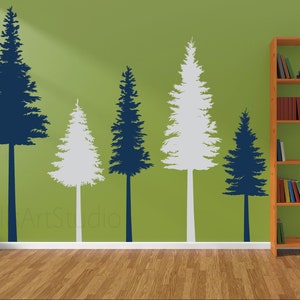 Pine Trees Wall Decals, Forest  Tree Wall Decals,Wild Life Woodland Wall Decals, Kids Wall Decals,Nursery Wall Decor