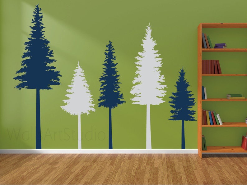 Pine Trees Wall Decals Forest Tree Wall Decalswild Life Etsy