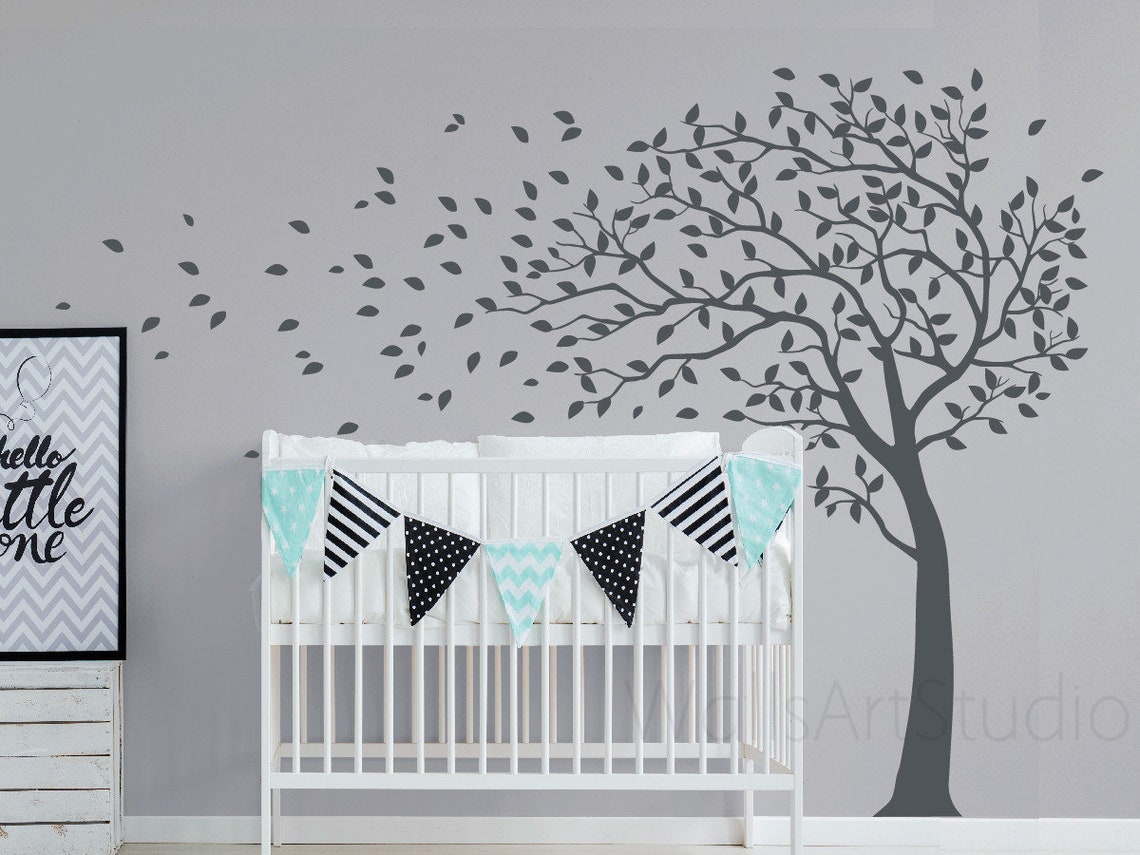 White Tree Wall Decal Large Tree Wall Decal Girls Room Etsy