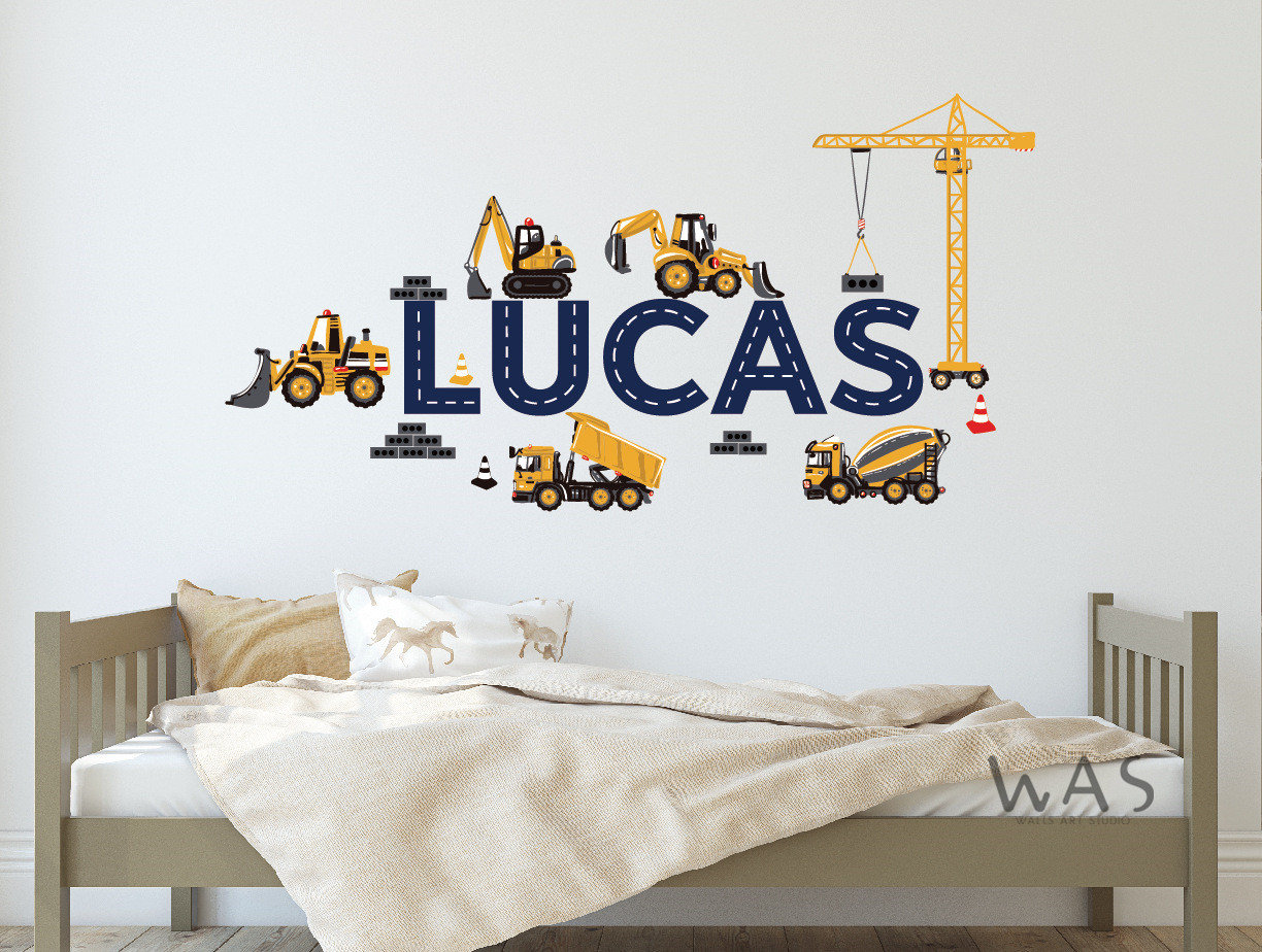 Name Decal Custom Toddler Construction Crane Wall Decal I