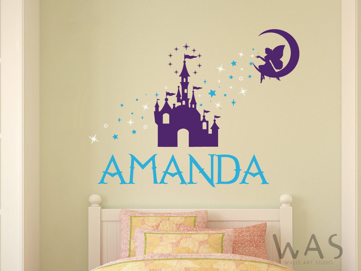 Personalized Girl Name With Moon Fairy Wall Decal Princess - Etsy