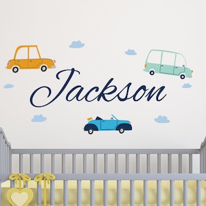 Trucks Wall Decal,Construction Trucks Decals ,Excavator Mixer Sticker ,Boys Room Wall Decor ,Personalized Name  With Trucks Wall Stickers