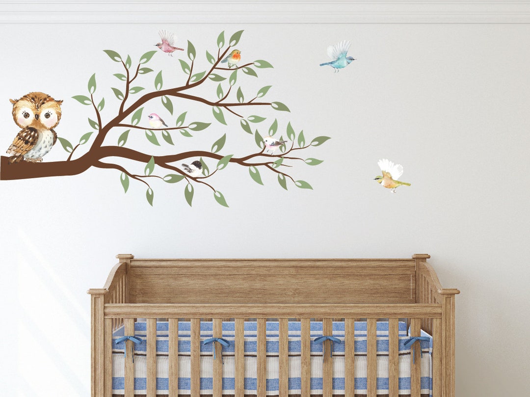 Owl Tree Branch Wall Decals for Kids Baby Girls Boys Room Owl Birds ...