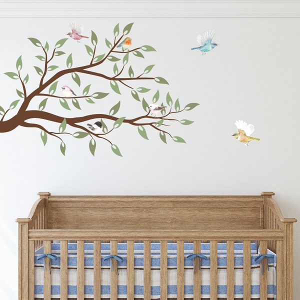 Owl Tree Branch Wall Decals for Kids Baby Girls Boys Room Owl Birds Nursery Playroom Bedroom Classroom Bird Theme Wall Decal Owl Wall Decor