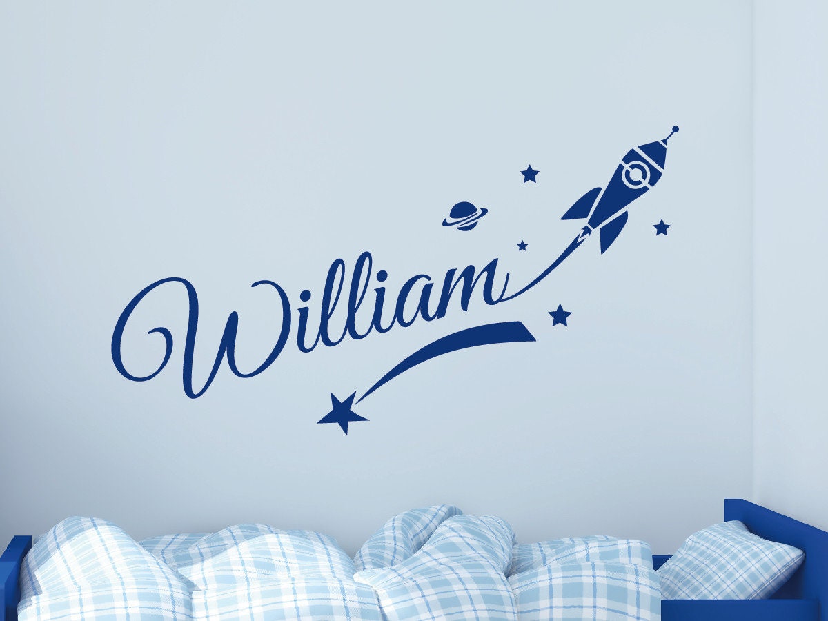 Rocket Personalized Name Wall Vinyl Decals Boys Room Wall - Etsy