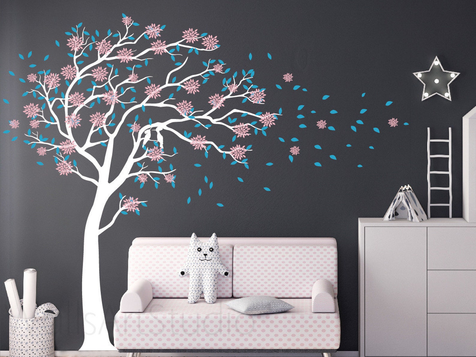 Blossom Tree Wall Decal , Large Tree Wall Decal, Girls Room Decal ...