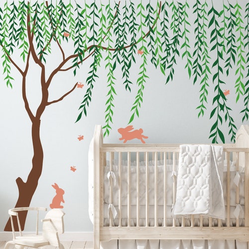Willow Tree Wall Decal Nursery Wall Decals Leave Sticker Kids Etsy