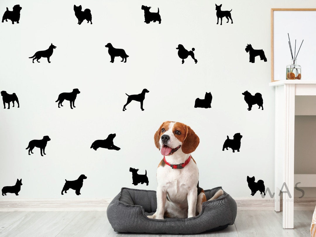 16 Pcs Dogs Pattern Wall Decals A Room With Dogs Wall Decalsdoggie